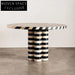 Modern Round Wooden Dining Table with Zebra Stripes Design for Home
