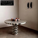 Modern Round Wooden Dining Table with Zebra Stripes Design for Home