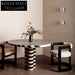 Modern Round Wooden Dining Table with Zebra Stripes Design for Home