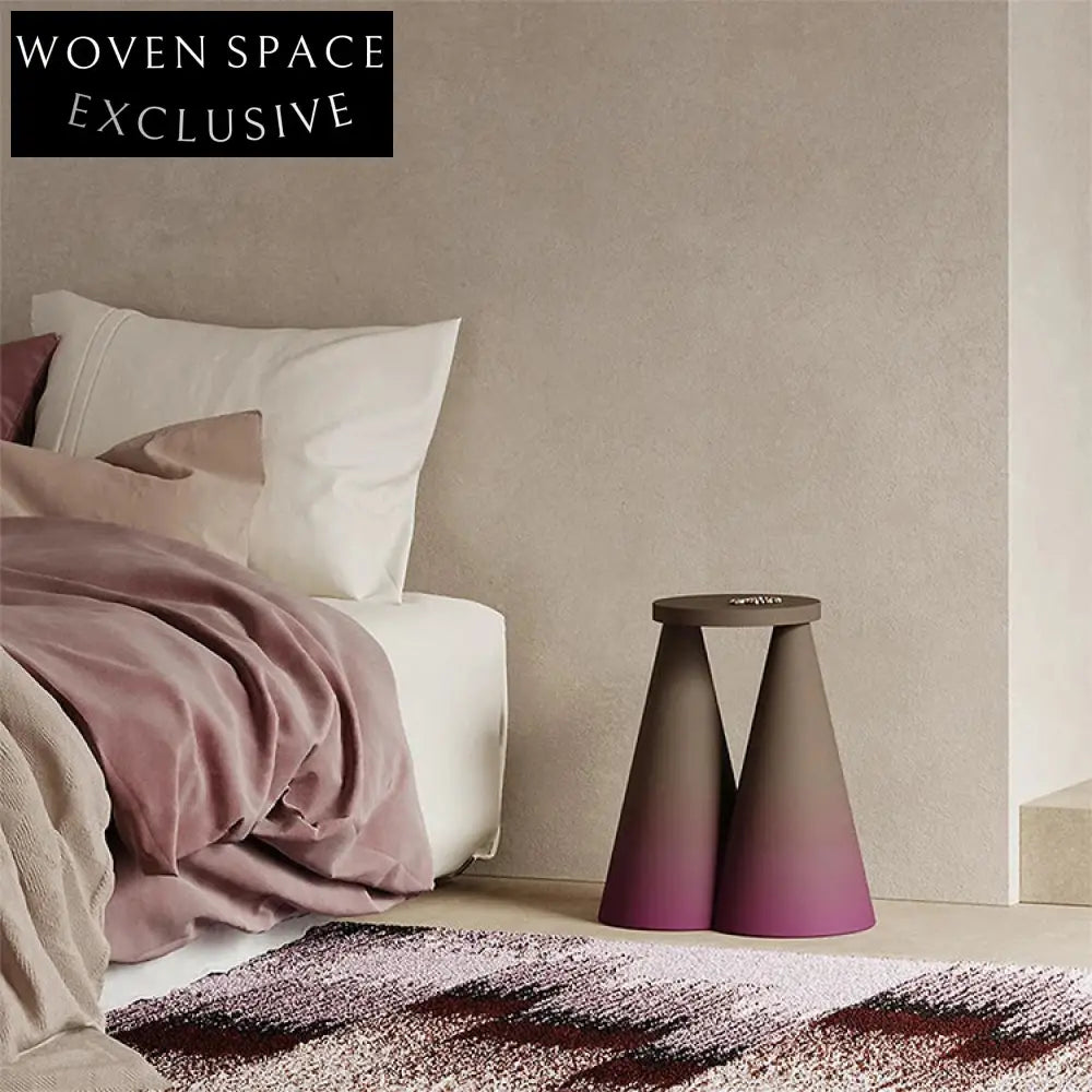 Modern Round Wooden Side Coffee Table with Unique Cone Base Design