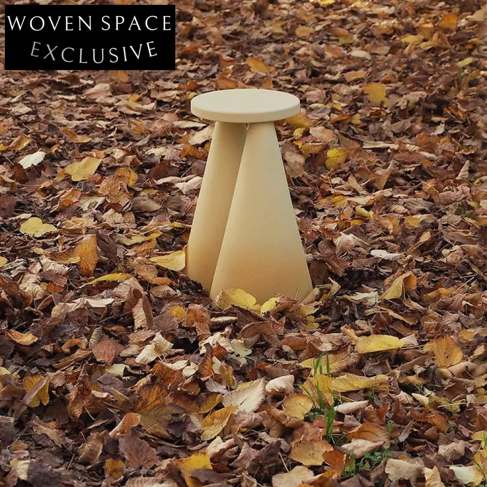 Modern Round Wooden Side Coffee Table with Unique Cone Base Design