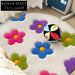 Modern Round Wool Rug for Little Girls' Bedroom, Abstract Fresh Flower Design