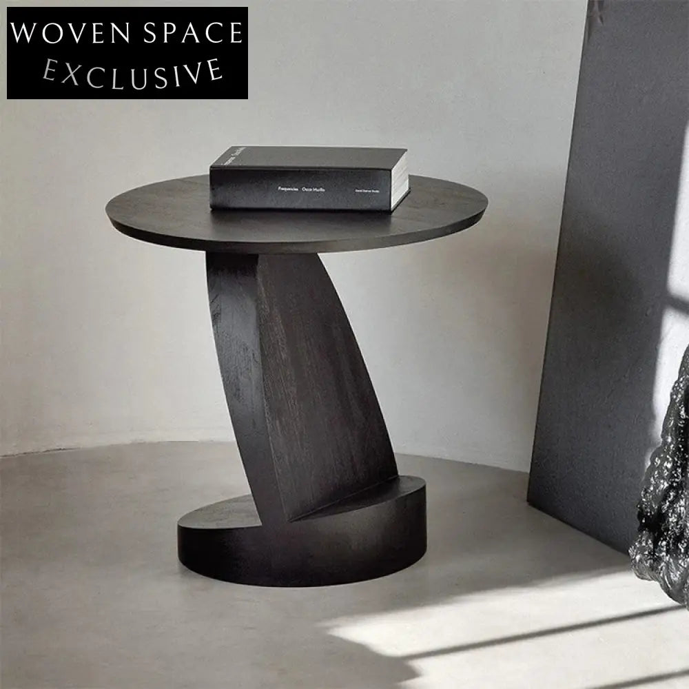 Modern Round Z-Shaped Wood Side Table, Living Room Bedroom End Table