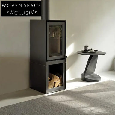 Modern Round Z-Shaped Wood Side Table, Living Room Bedroom End Table