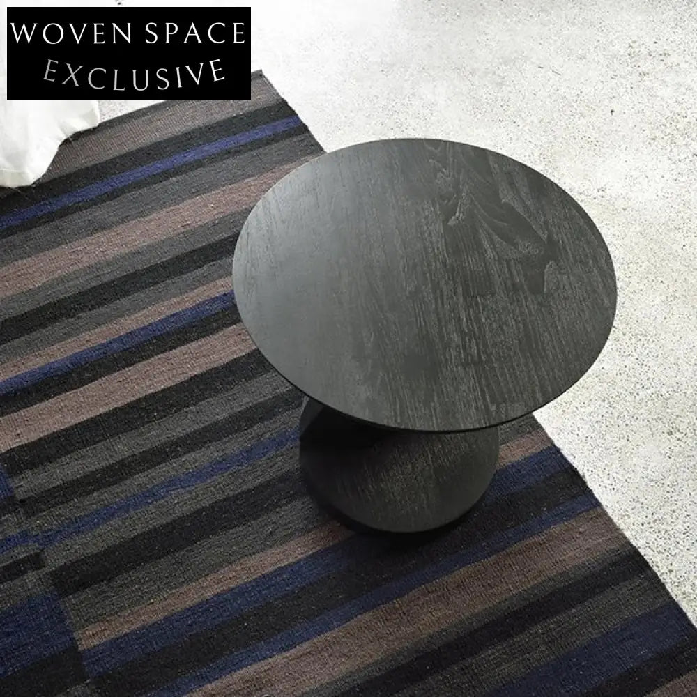 Modern Round Z-Shaped Wood Side Table, Living Room Bedroom End Table
