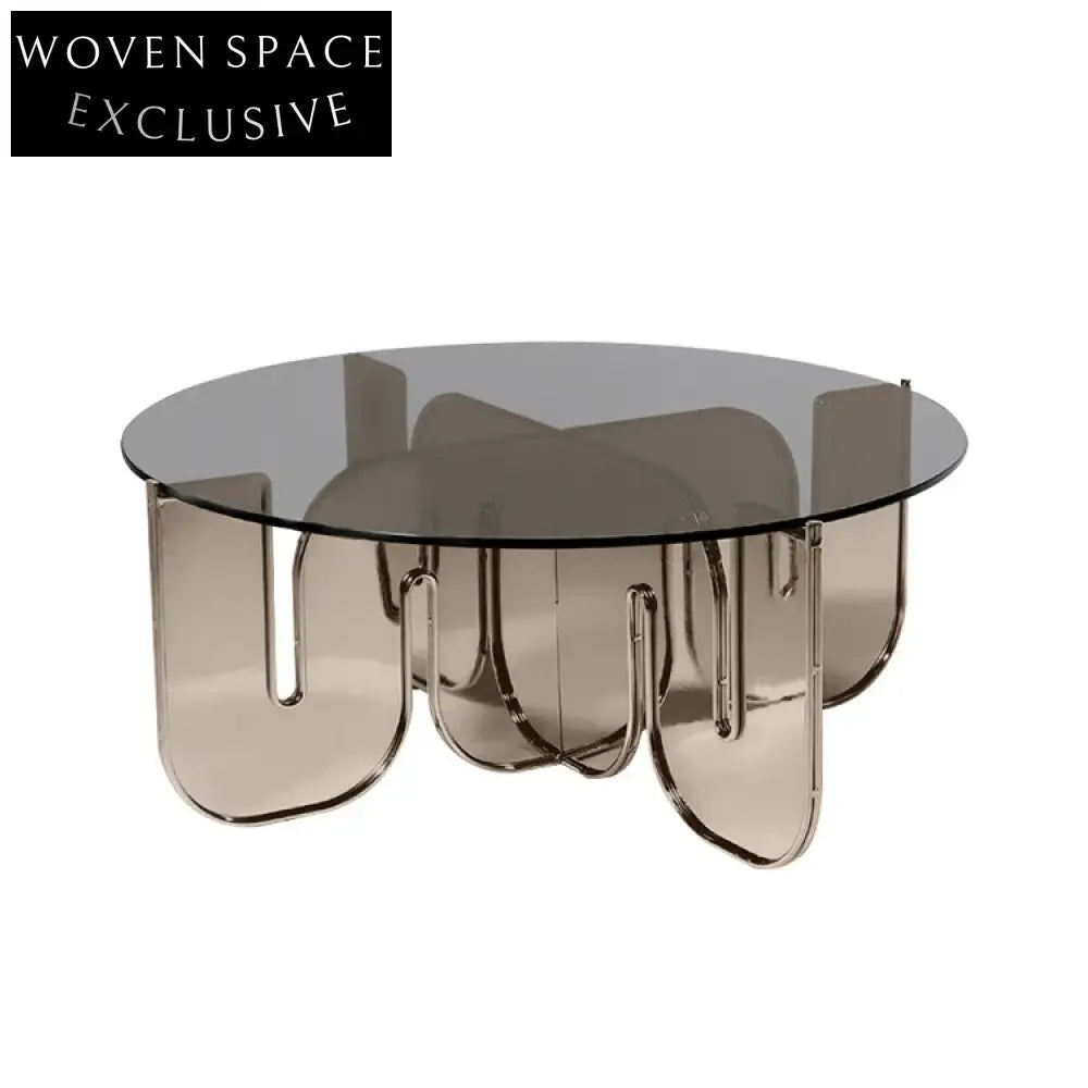Modern Rounding Rainbow Transparent Glass Acrylic Living Room Coffee Table
