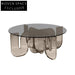 Modern Rounding Rainbow Transparent Glass Acrylic Living Room Coffee Table
