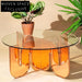 Modern Rounding Rainbow Transparent Glass Acrylic Living Room Coffee Table