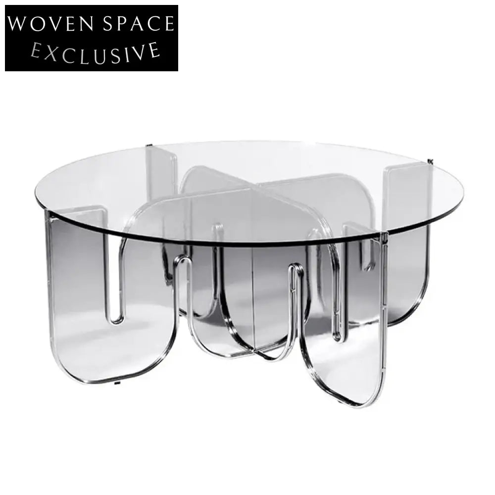 Modern Rounding Rainbow Transparent Glass Acrylic Living Room Coffee Table
