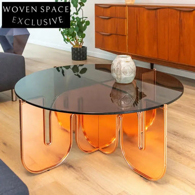 Modern Rounding Rainbow Transparent Glass Acrylic Living Room Coffee Table