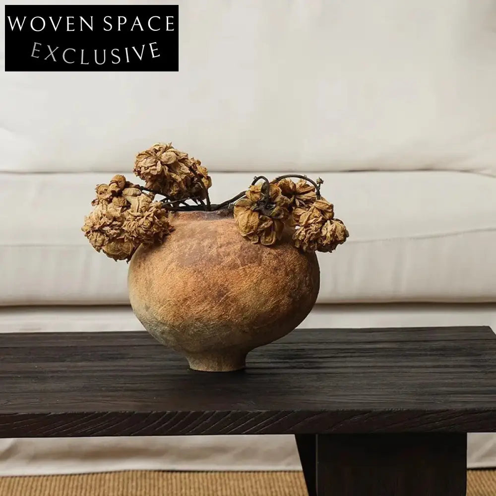 Modern Rustic Farmhouse Wabi-Sabi Terracotta Ceramic Flower Vase for Home Decor