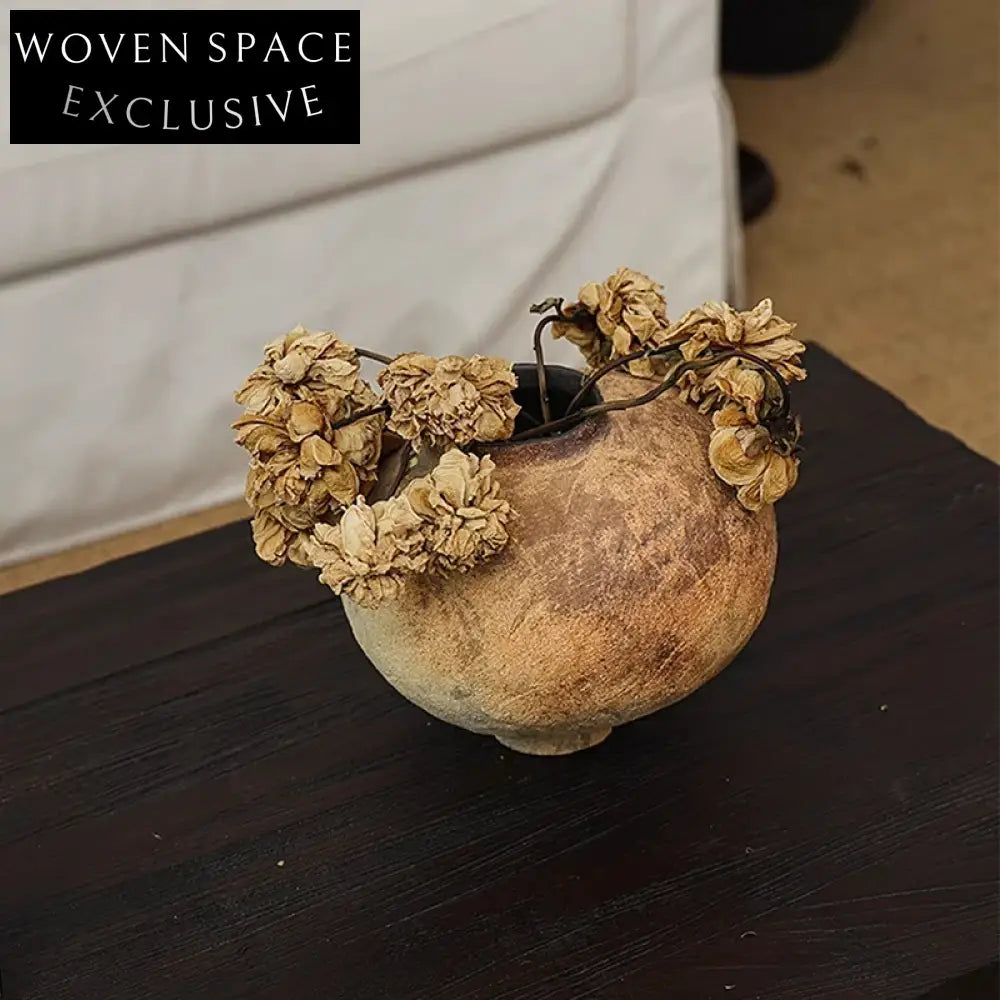 Modern Rustic Farmhouse Wabi-Sabi Terracotta Ceramic Flower Vase for Home Decor
