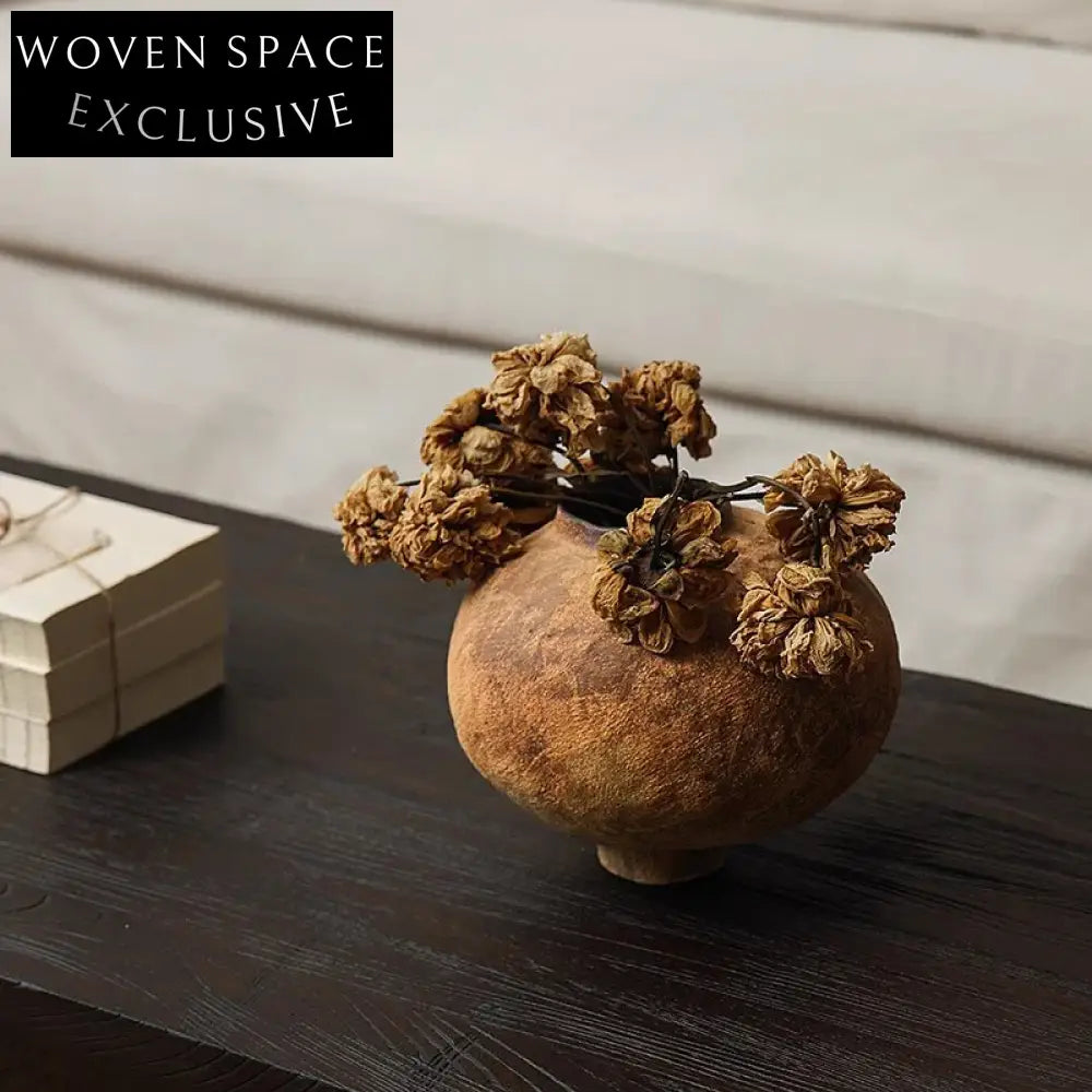 Modern Rustic Farmhouse Wabi-Sabi Terracotta Ceramic Flower Vase for Home Decor