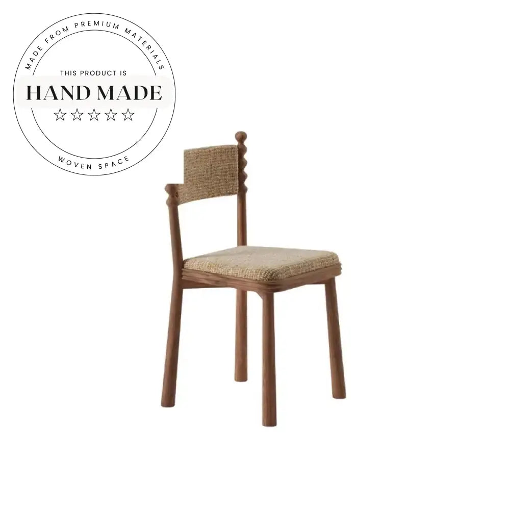 Modern Rustic Wooden Dining Chair with Nordic Teddy Fabric Backrest