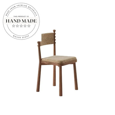 Modern Rustic Wooden Dining Chair with Nordic Teddy Fabric Backrest