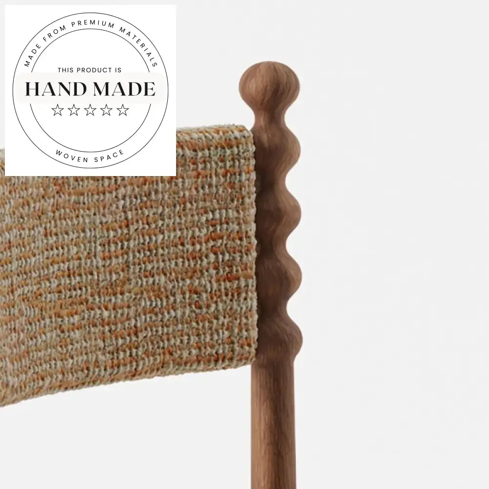 Modern Rustic Wooden Dining Chair with Nordic Teddy Fabric Backrest