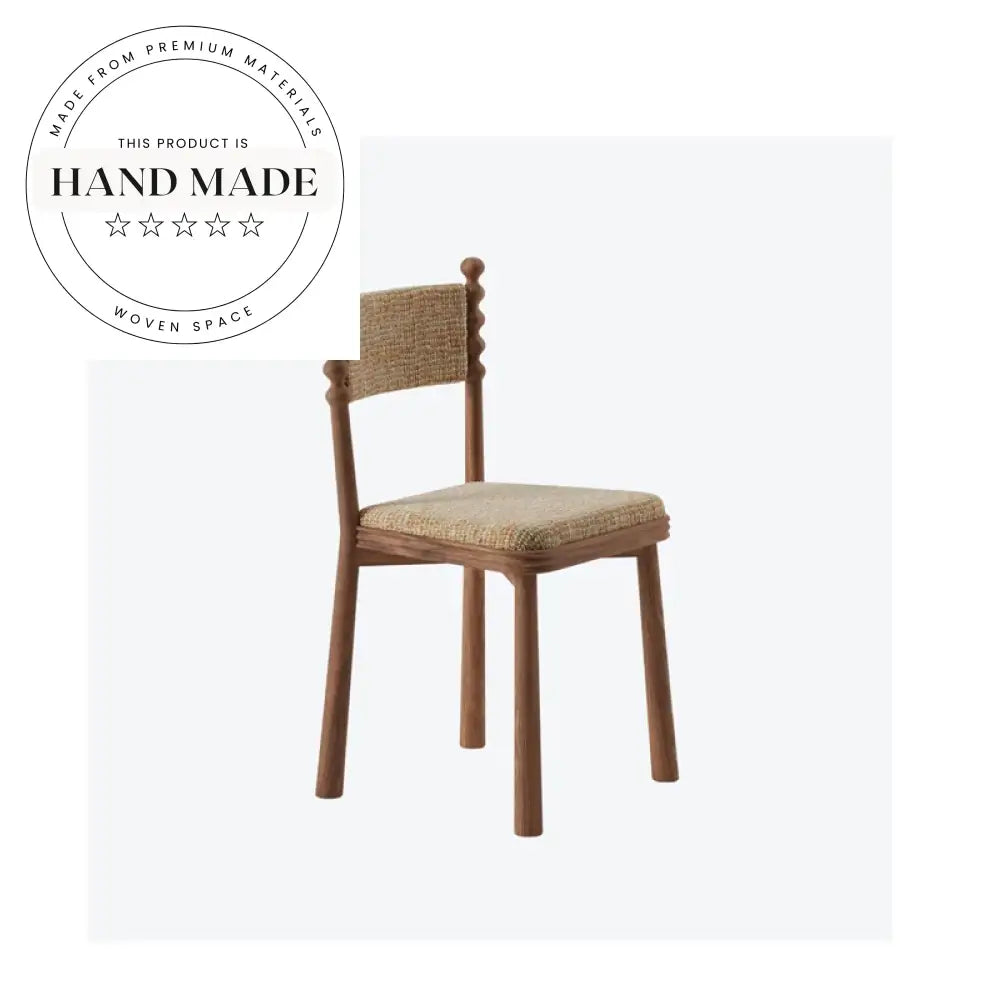 Modern Rustic Wooden Dining Chair with Nordic Teddy Fabric Backrest