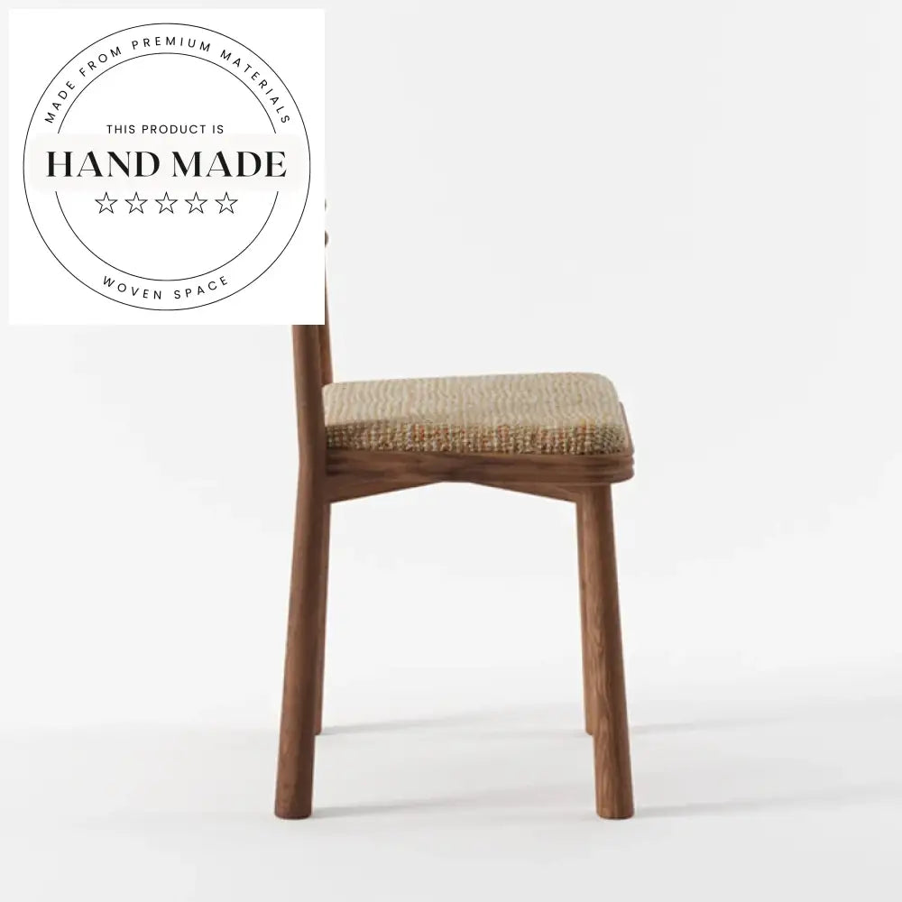 Modern Rustic Wooden Dining Chair with Nordic Teddy Fabric Backrest
