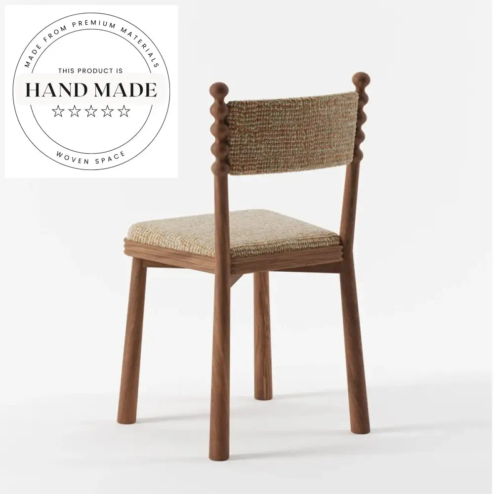 Modern Rustic Wooden Dining Chair with Nordic Teddy Fabric Backrest