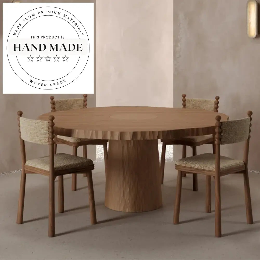 Modern Rustic Wooden Dining Chair with Nordic Teddy Fabric Backrest