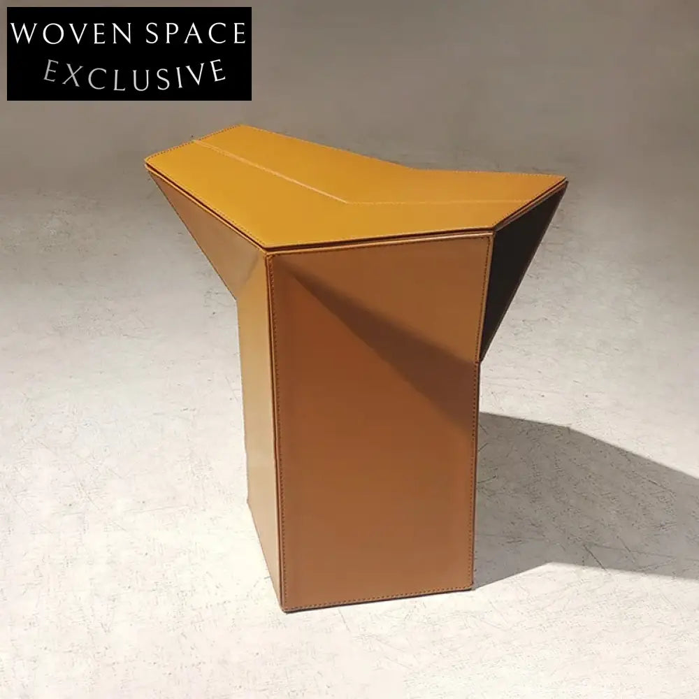 Modern Saddle Leather Dressing Ottoman Stool with Metal Frame