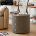 Modern Saddle Leather Nightstand with Three Storage Drawers and Round Corners