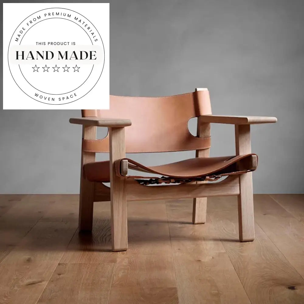 Modern Saddle Leather Reclining Lounge Chair with Nordic Wooden Arms