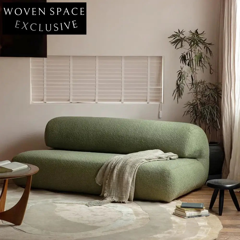 Modern Scandinavian Fabric Tufted Boucle Curved Living Room Sectional Sofa