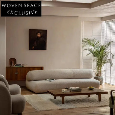 Modern Scandinavian Fabric Tufted Boucle Curved Living Room Sectional Sofa