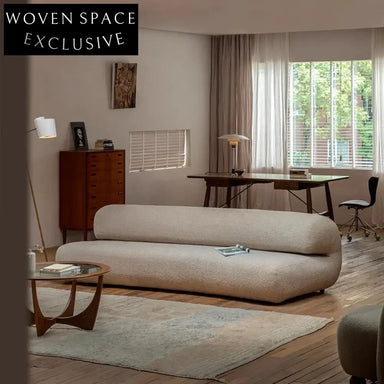 Modern Scandinavian Fabric Tufted Boucle Curved Living Room Sectional Sofa