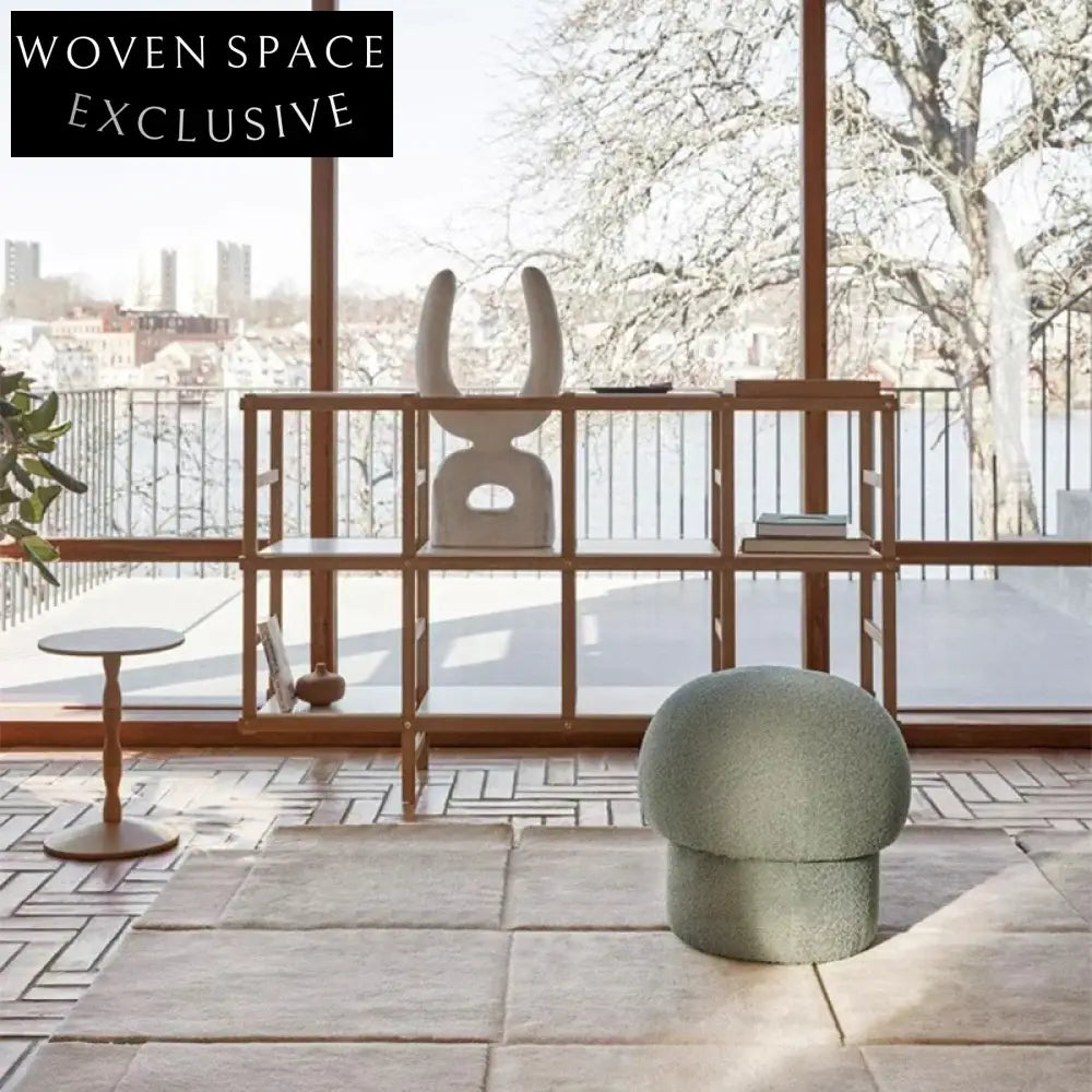 Modern Scandinavian Round Boucle Mushroom Ottoman Stool for Living Room