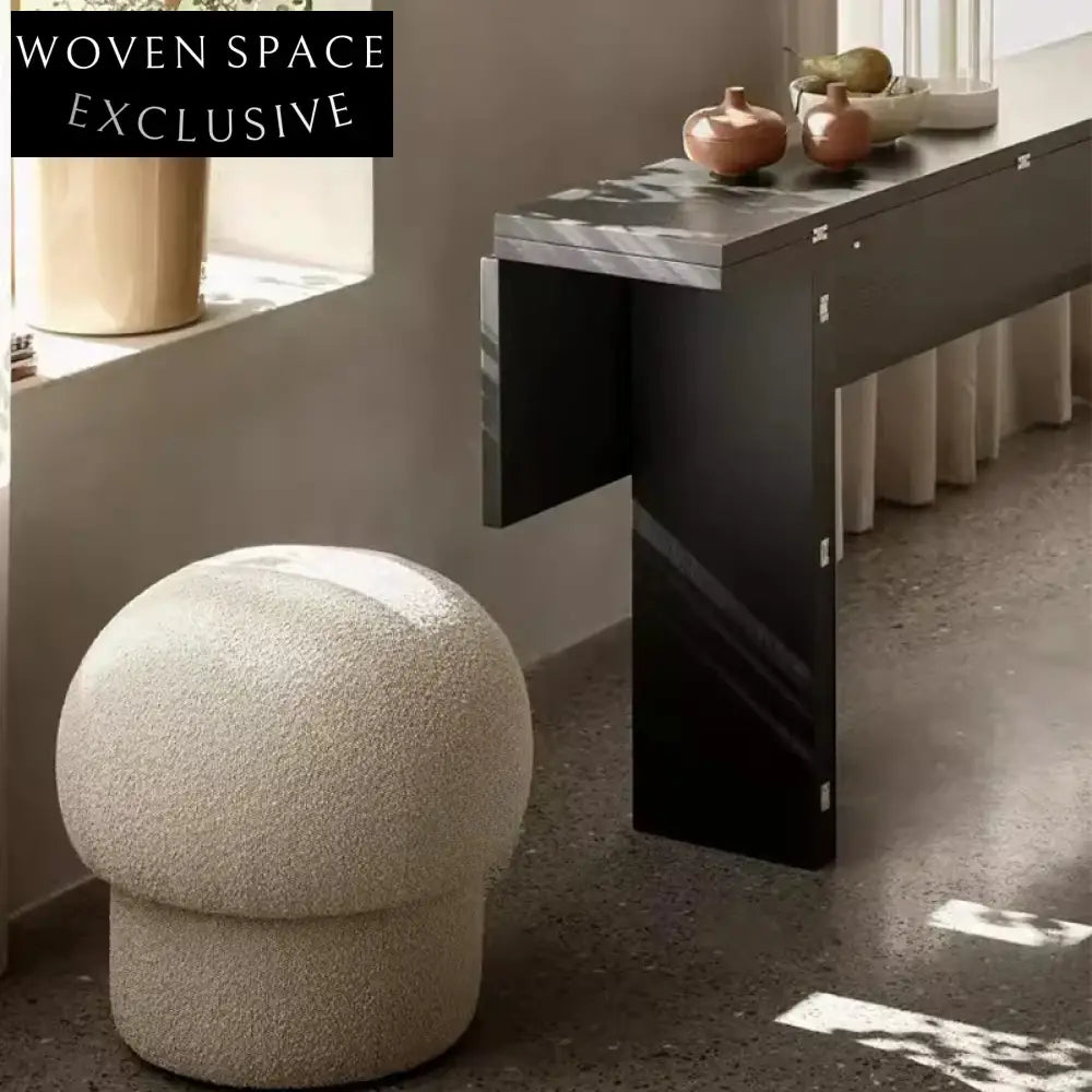 Modern Scandinavian Round Boucle Mushroom Ottoman Stool for Living Room