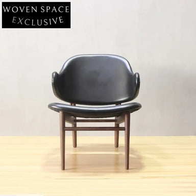 Modern Scandinavian Wooden Dining Chair Leather Seat Solid Wood Leisure Chair