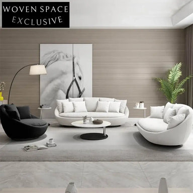 Modern Shell Shape Fabric Sofa with Wood Frame and Swivel Base