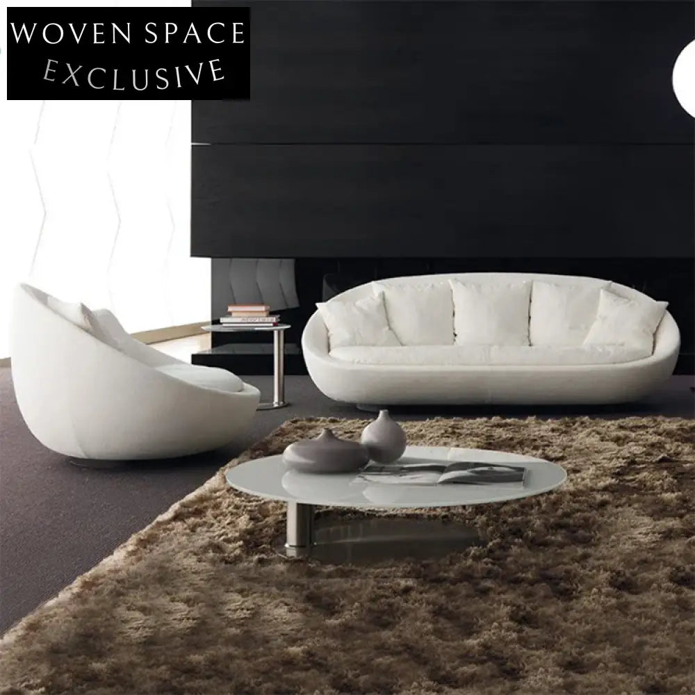 Modern Shell Shape Fabric Sofa with Wood Frame and Swivel Base
