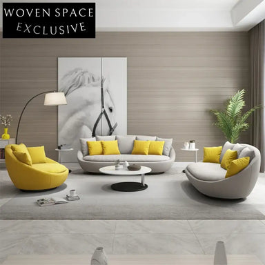 Modern Shell Shape Fabric Sofa with Wood Frame and Swivel Base