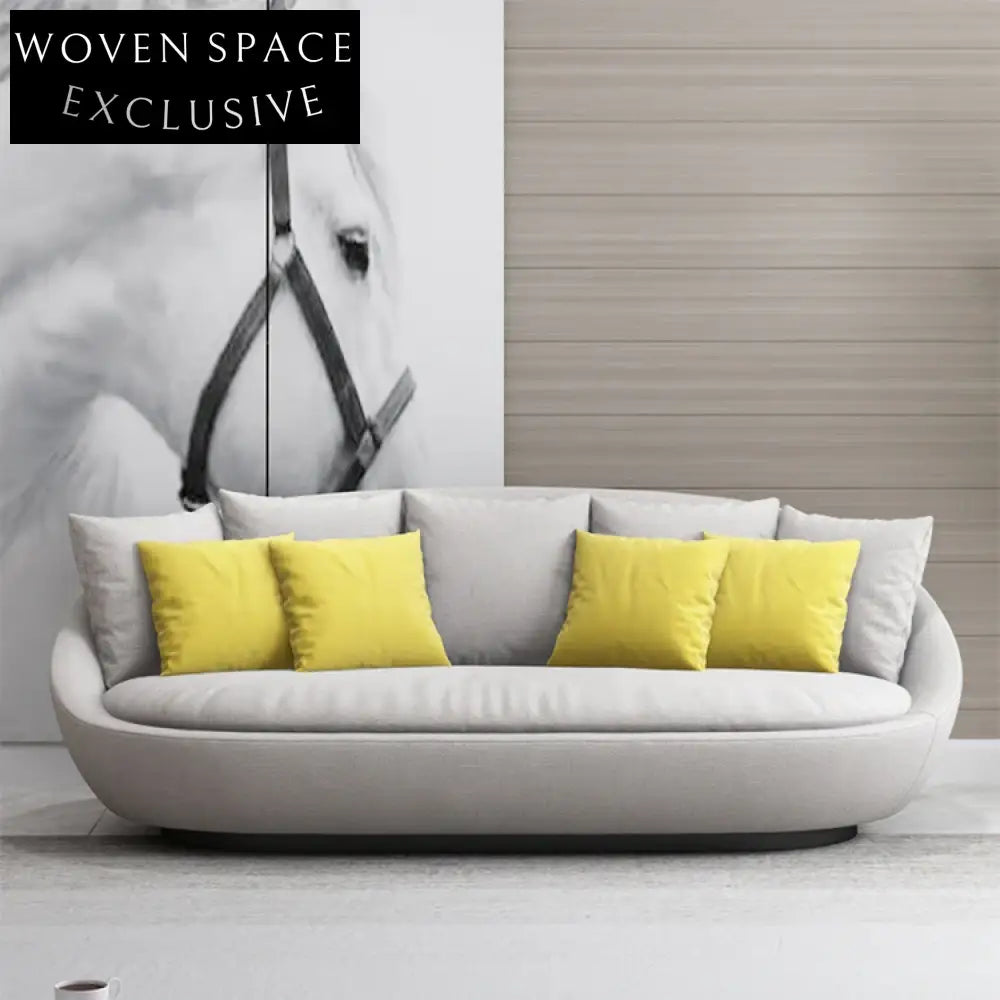 Modern Shell Shape Fabric Sofa with Wood Frame and Swivel Base