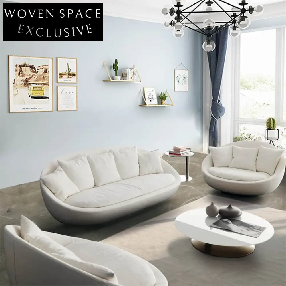 Modern Shell Shape Fabric Sofa with Wood Frame and Swivel Base