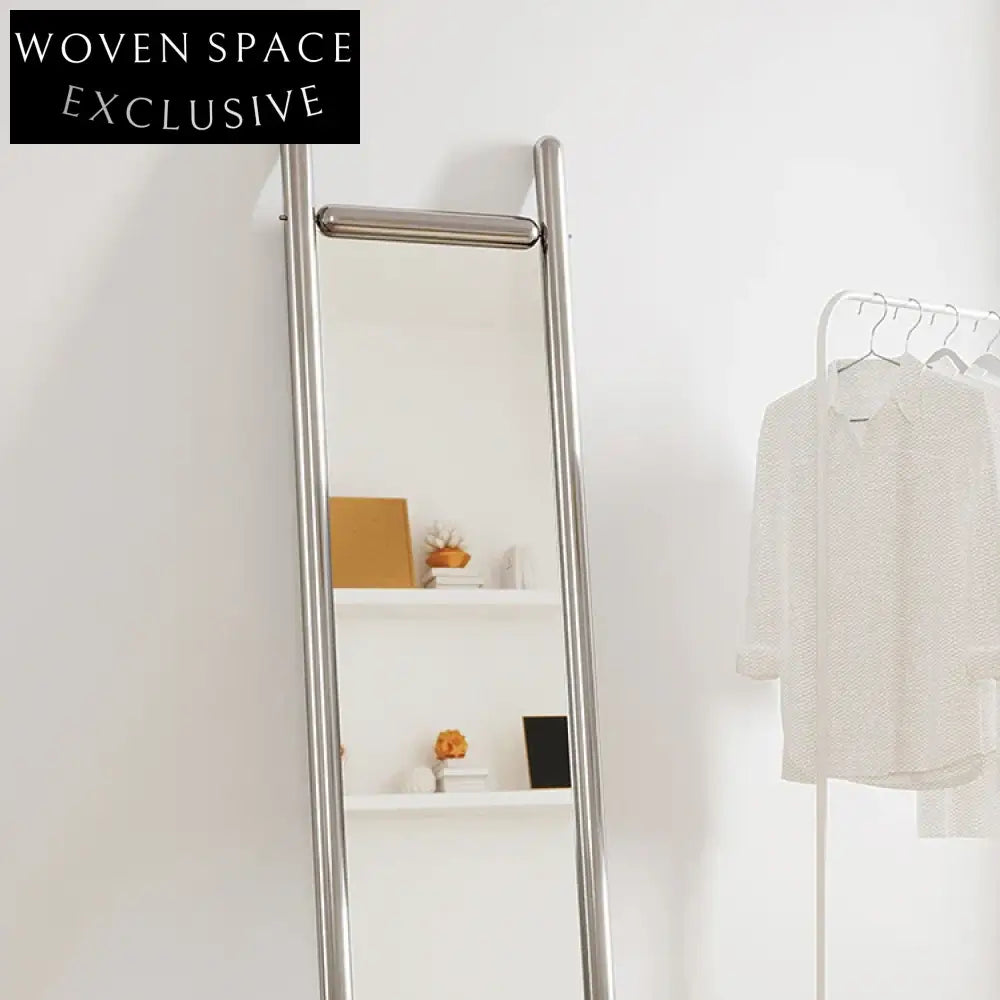 Modern Silver Metal Full Length Floor Mirror, Elegant Rectangle Design