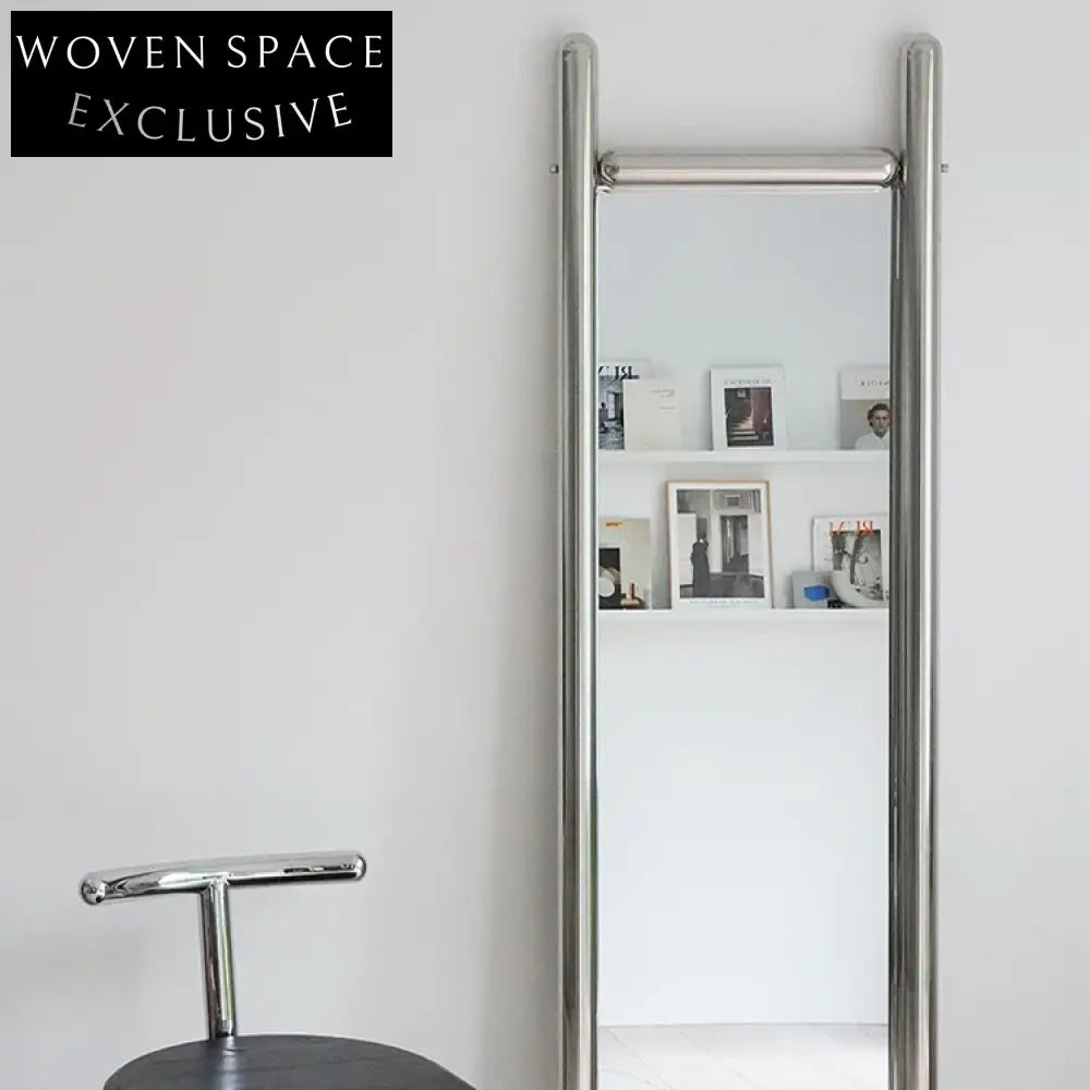 Modern Silver Metal Full Length Floor Mirror, Elegant Rectangle Design
