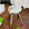 Modern Silver Round Stainless Steel Home Ottoman with Four Sturdy Legs