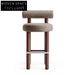 Modern Simple Comfortable Brown Fabric Solid Wood Bar Chair for Restaurants