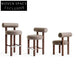 Modern Simple Comfortable Brown Fabric Solid Wood Bar Chair for Restaurants