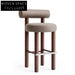 Modern Simple Comfortable Brown Fabric Solid Wood Bar Chair for Restaurants