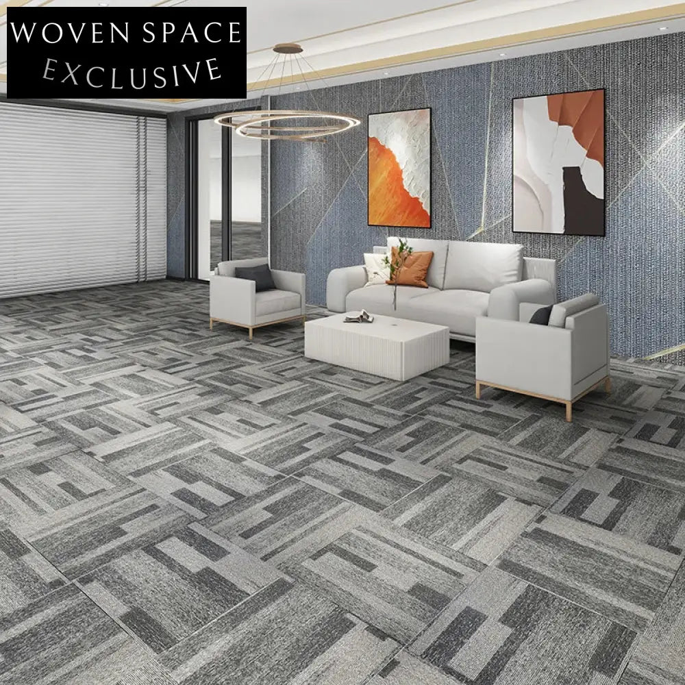 Modern Simple Commercial Cut Pile Square Floor Mat - Washable Free Stitching Carpet