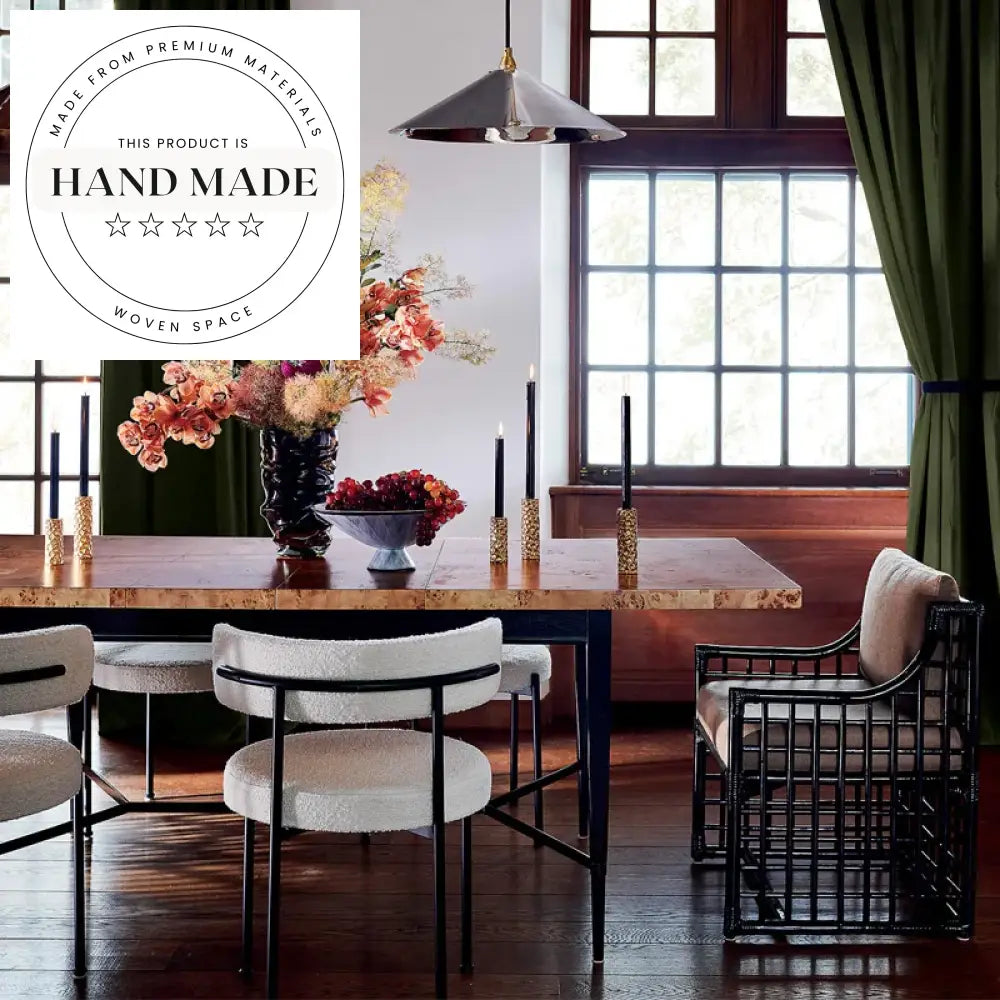 Modern Simple Industrial Metal Frame Boucle Ivory Fabric Dining Chair