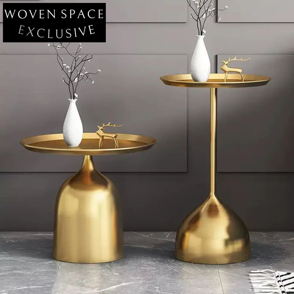 Modern Simple Metal Marble Round Sofa Side Coffee Table