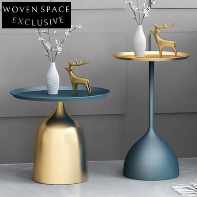 Modern Simple Metal Marble Round Sofa Side Coffee Table