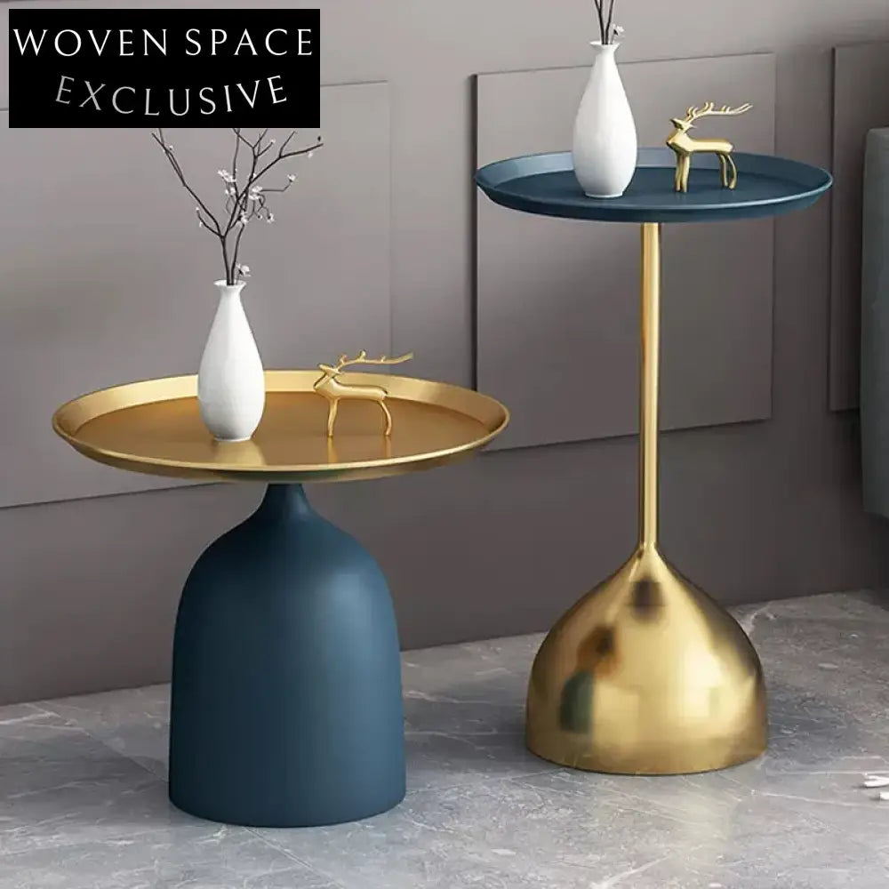 Modern Simple Metal Marble Round Sofa Side Coffee Table