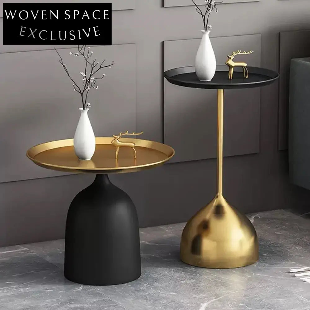 Modern Simple Metal Marble Round Sofa Side Coffee Table